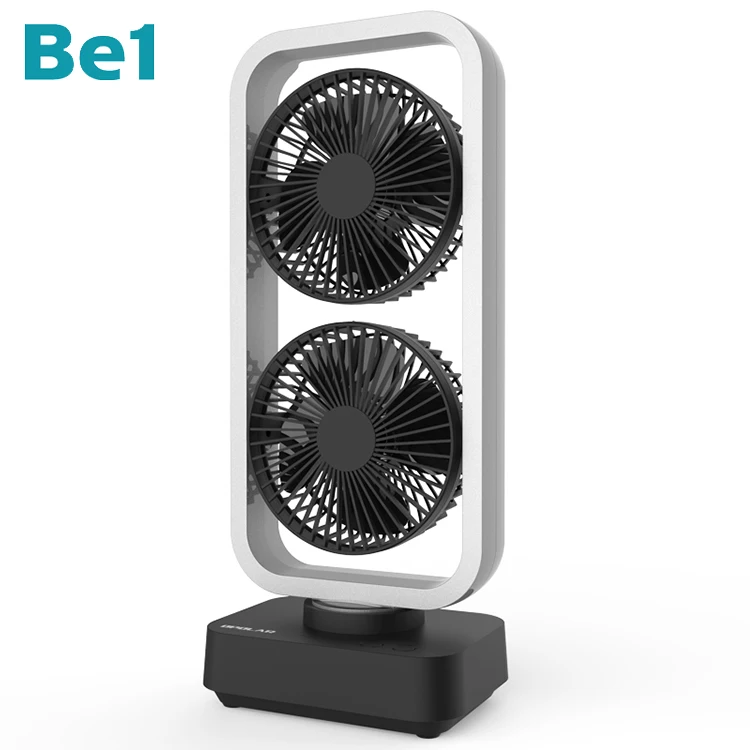 Be1 Windhole-2 Portable Double Blades Auto Shake Battery Operated Clip Fan Usb Rechargeable Camping Fans