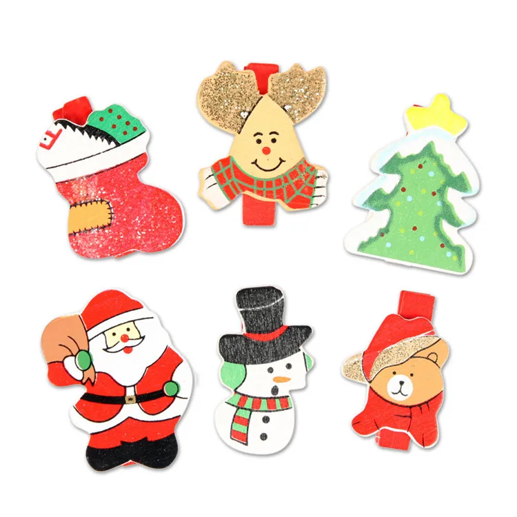 FQ brand high quality decorative custom card wooden paper christmas clip