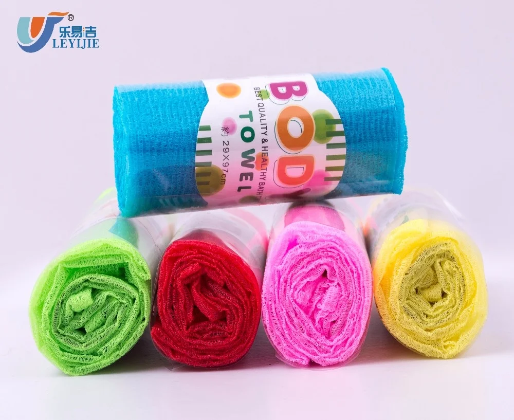 Full Stocked High Quality Shower Towel Body Scrub Cloth Exfoliating 100% Nylon Bath Scrub Towels