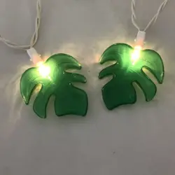 Factory Wholesale  Garden Decor Led Coconut Palm Tree Leaf Light String Fairy Outdoor Garland Green Artificial Leaf Led Lighting