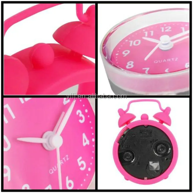 Lovely Mini Silicone Quartz Alarm Clock Candy Color Digaital Table Desk Clock for Kids