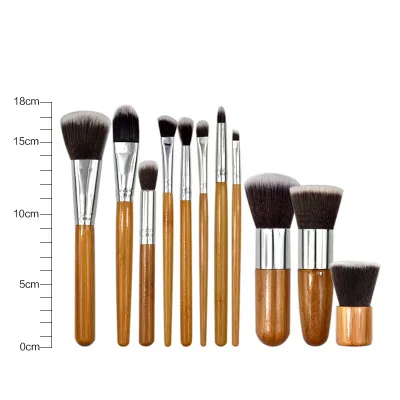 
11 pcs beige color makeup brush set eye make up brush bamboo handle makeup brush 