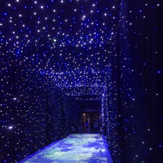 Sky Starlit Twinkling Effect Black White LED Star Curtain For Stage