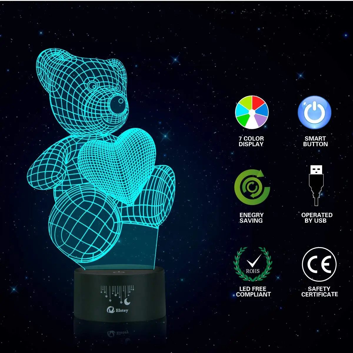 2021 Best Gifts Custom 3D I LOVE You Heart Optical LED Illusion Night Lamp 7 Color