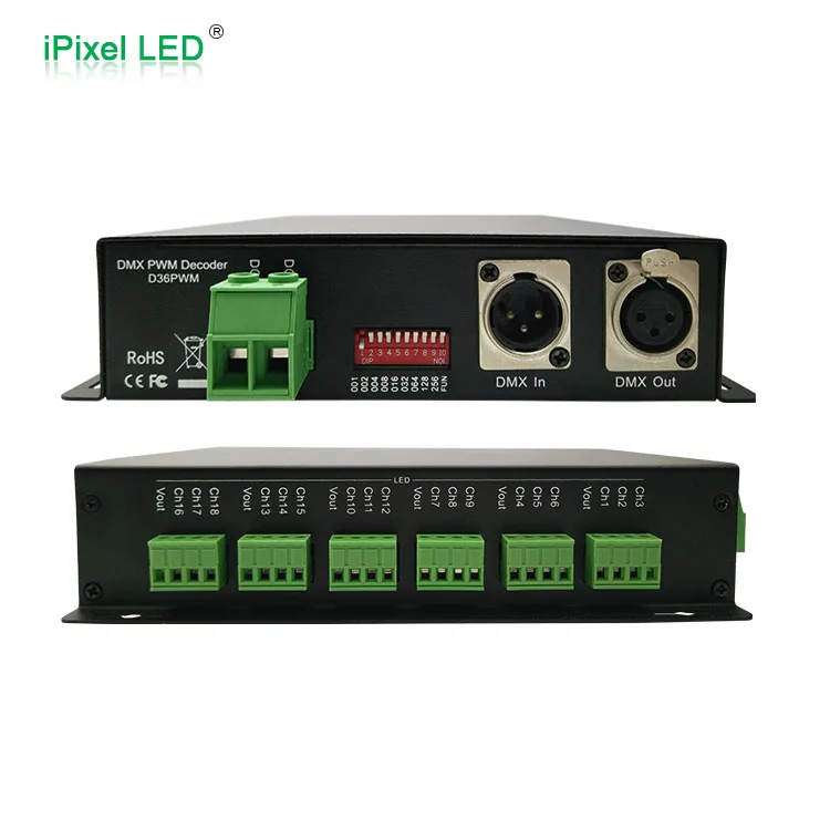 Цветная (RGB)/один/белый 36 каналов PWM СИД dmx 512 декодер