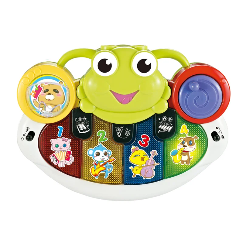 2 in 1 multi-functional electric musical instrument frog piano projector toy with light