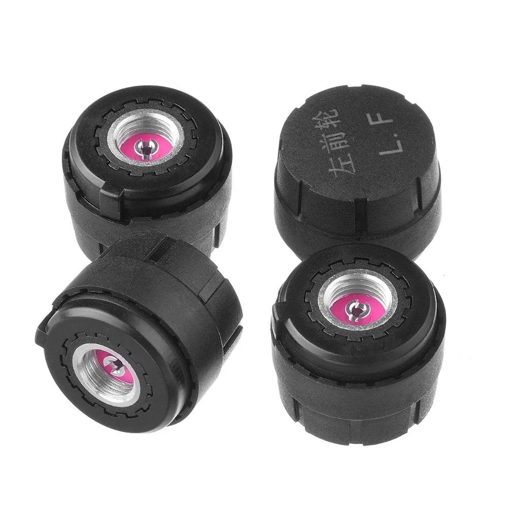 Solar power TPMS 4 External & Internal Sensor Temperature Real Time Digital Display Alarm Car Tire Pressure Monitor System