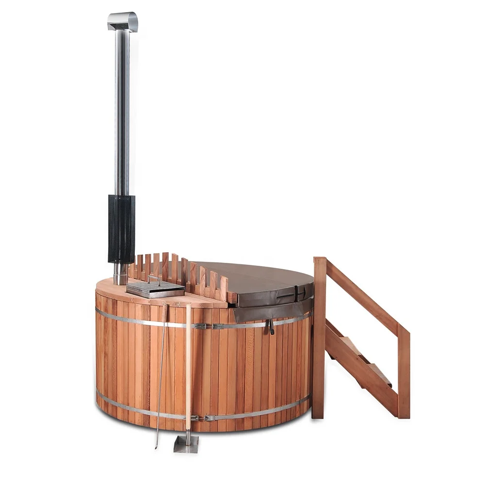 Hot sale spa wood hot tub with wood fired stove