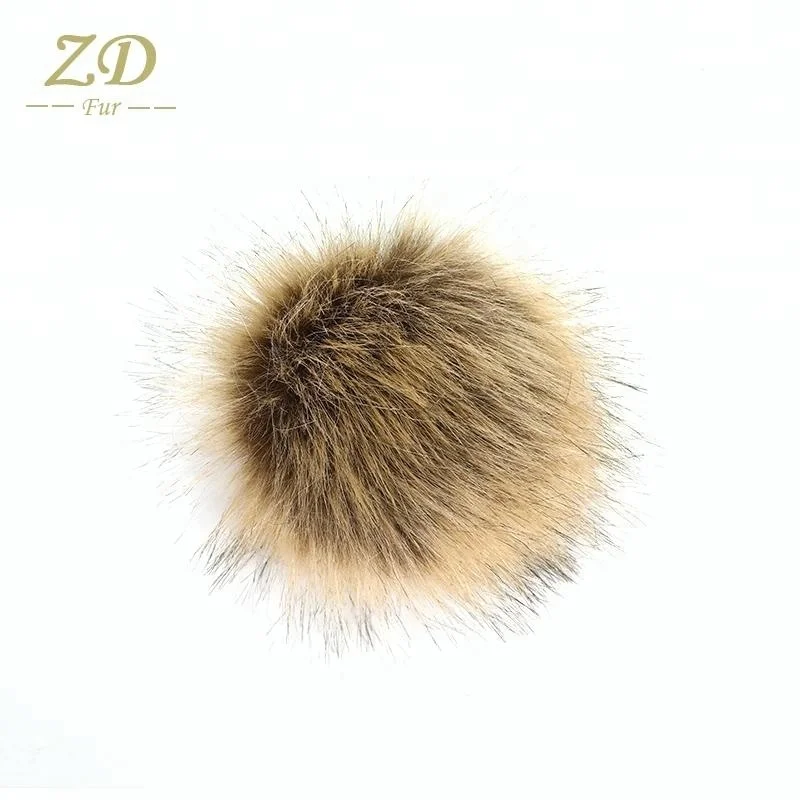  Fluffy faux raccoon fur pom poms ball keychain