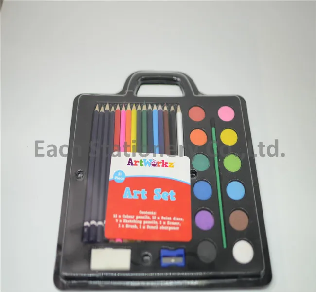 best sale kids painting set 9 colors solid watercolor with plate for promotion