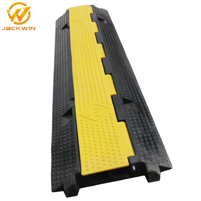 Yellow Jacket 2 Channel Electrical Wire Cable Protector/Rubber Kerb Ramps/Floor Cable Cover