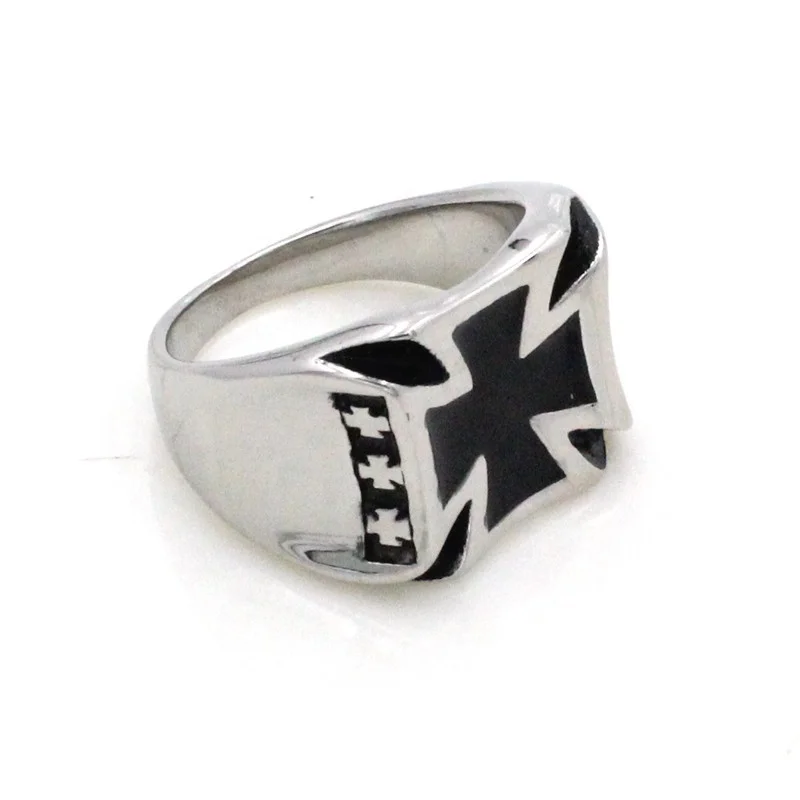 China Manufacture Mens Stainless Templar Cross Ring