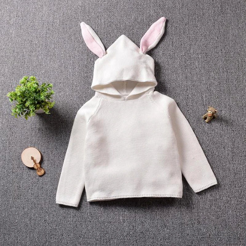 Baby Hoodies Cute Rabbit Ears Toddler Knitting Sweater