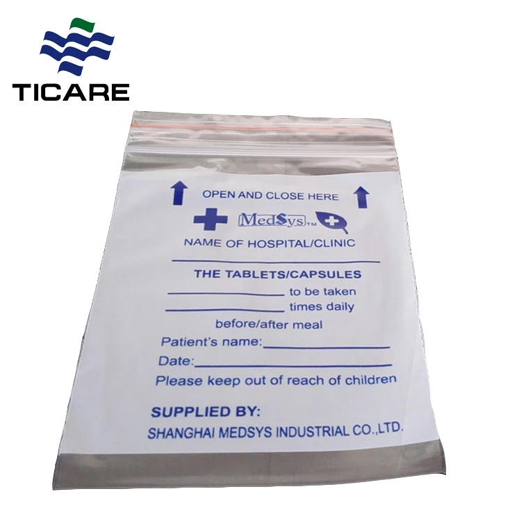 China Custom Medical Recycle Plastic Ziplock Zipper Pill Bags Disposable LDPE Medicine Bag for Drugs Packaging