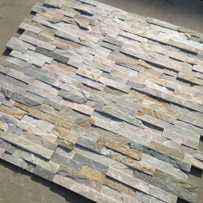 Желтый кварцит обработанного камня натуральный декоративный Каменный Шпон стеновые панели