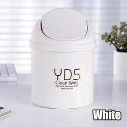 Creative Design Office Plastic Mini Trash Can Rolling Cover Desktop Organizer Car Waste Bin