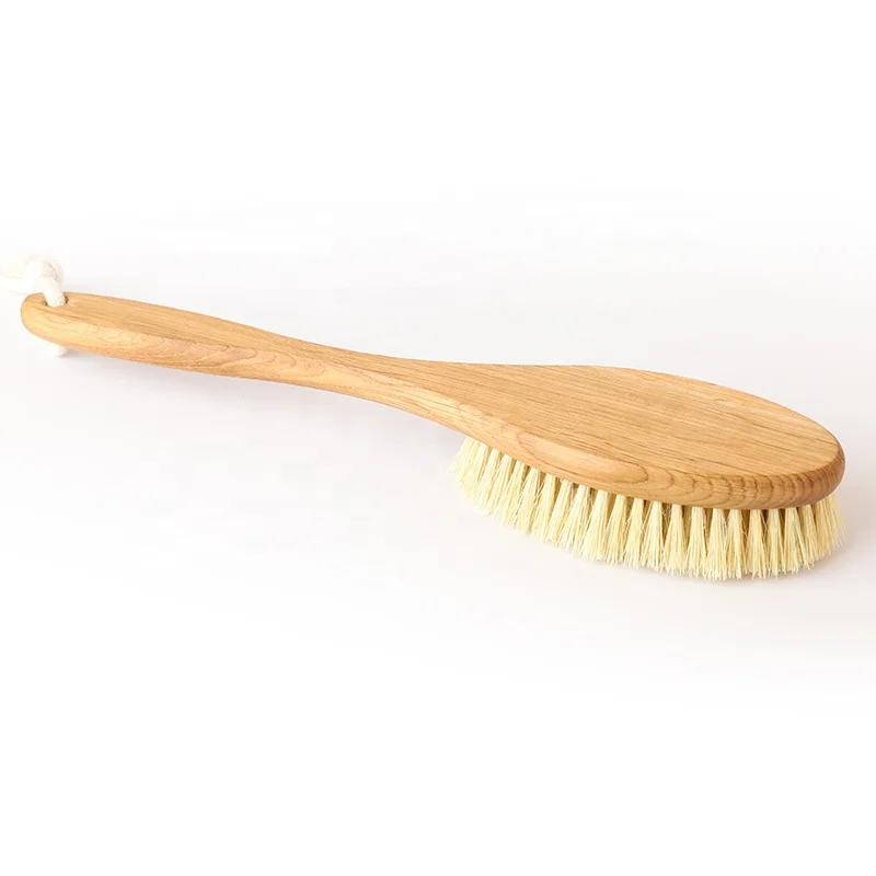 Long handle skin massaging sisal vegan body brush