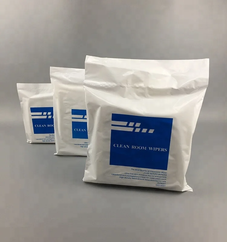 Best Absorbing with Laser Cut Edge 240gsm 2 Layers Class 1000 6 x 6inch 100% Polyester Fabric Cleanroom Wiper