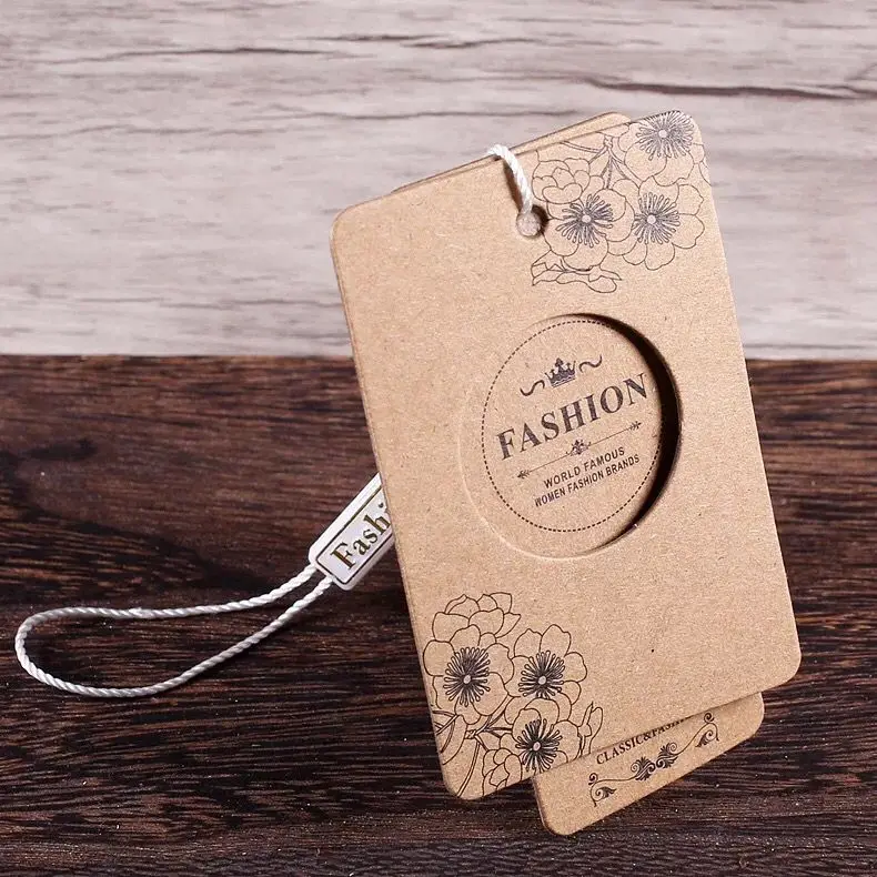 Экологически чистые толстые крафт-бумажные печатные фирменные бирки для одежды этикетки для одежды