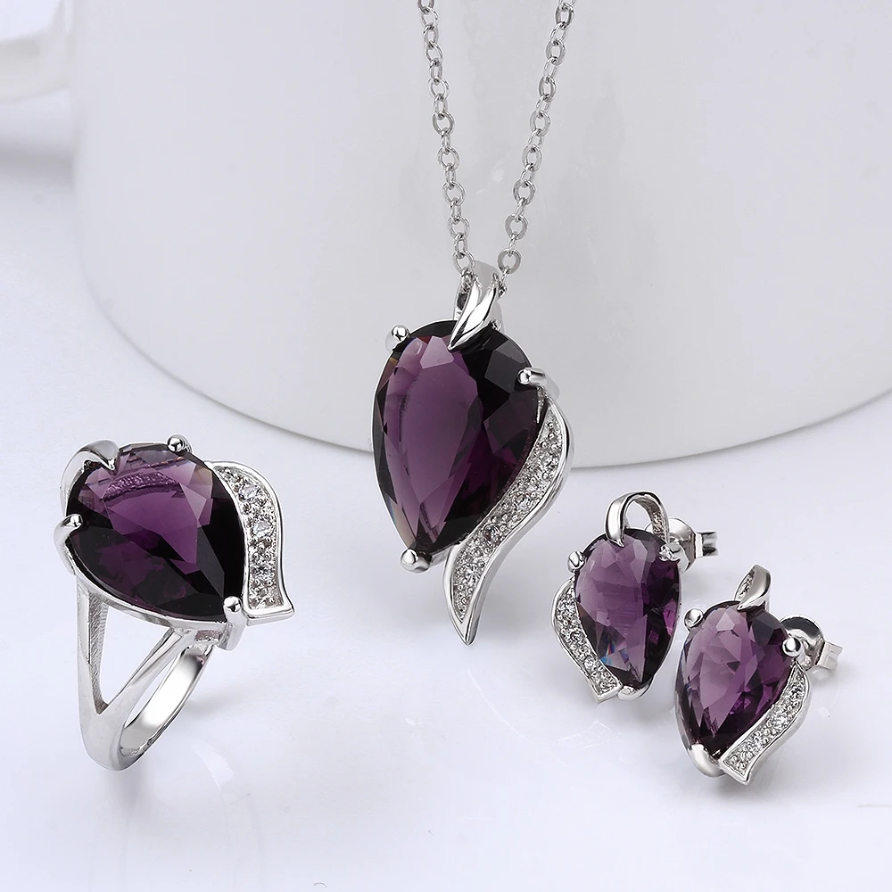 
2016 new model 925 sterling silver jewelry set with big zircon 