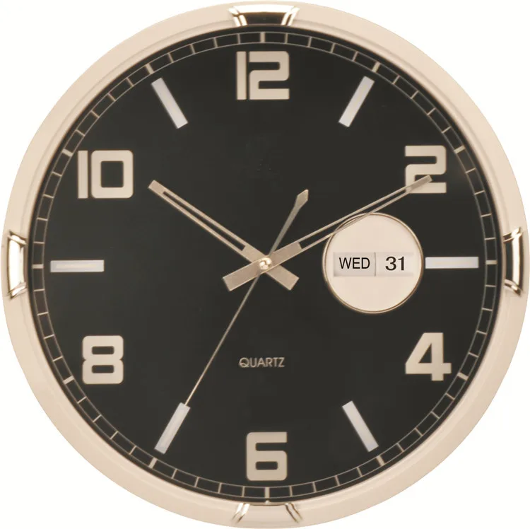 quality calendar wall clock plastic wall clocks with date and day