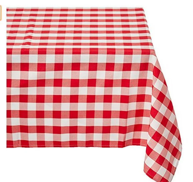 
E-TEX Rectangle Tablecloth - 60 x 102 Inch - Red and White Rectangular Table Cloth for 6 Foot Table in Washable Polyester 