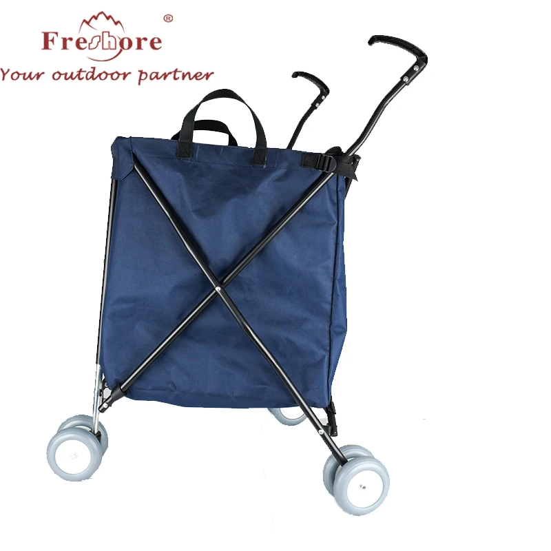 Portable  Heavy-Duty Folding Shopping Cart with Front Swivel Wheel for supermarket