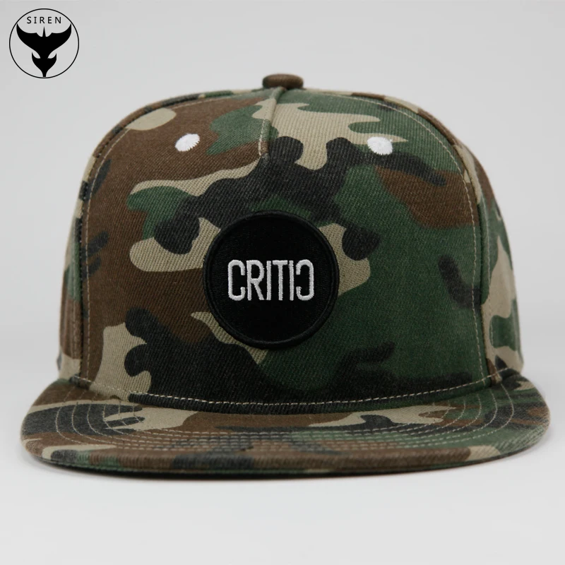 Odm Chino Camouflage Flat Brim High Crown Embroidery Hats With Designs