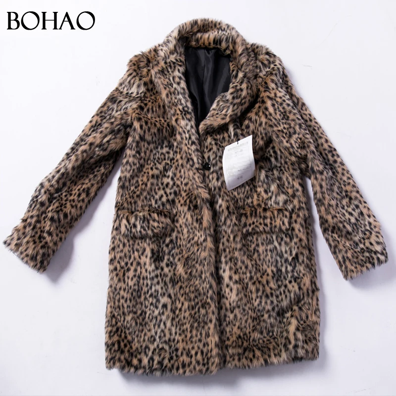 
2017 New Fashion Thick Leopard Fake Fur Coat Women 