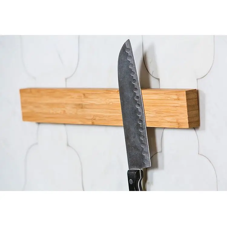 Solid Bamboo Magnetic Knife Holder Wood Wall Mounted Knife Strip Multi-purpose Usage knife magnetic holder
