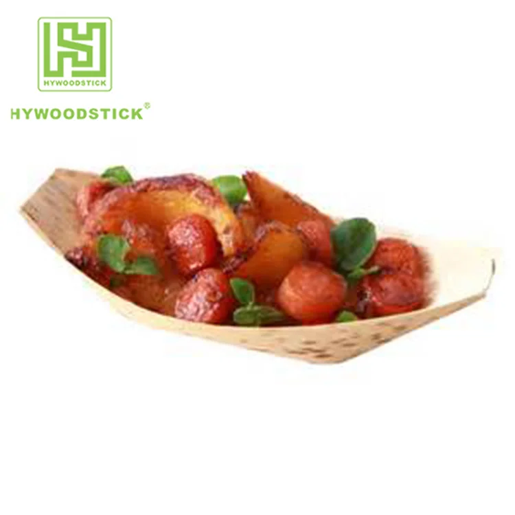Biodegradable Disposable Wooden Mini Bamboo Sushi  Boat Food Tray For Kitchen