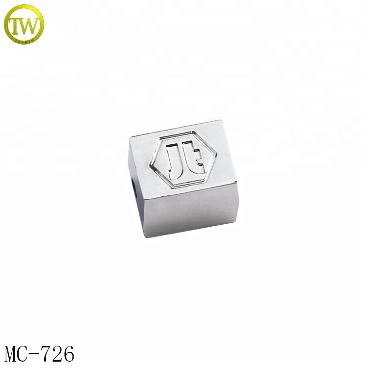 Custom made silver metals beads engraved logo beads for jewelry making