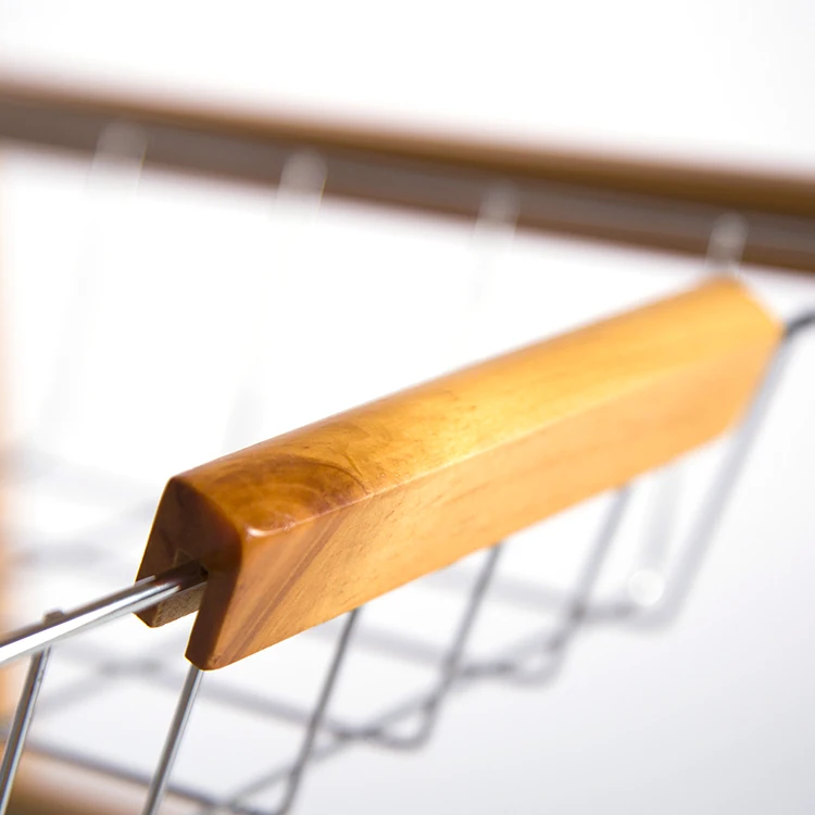 Modern Mobile Kitchen Vegetable With Basket Wooden Serving Trolley