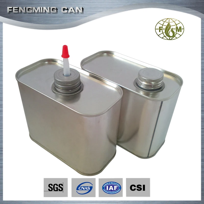 square 500ml bottle metal tin can screw top for chemical oil or glue packaging