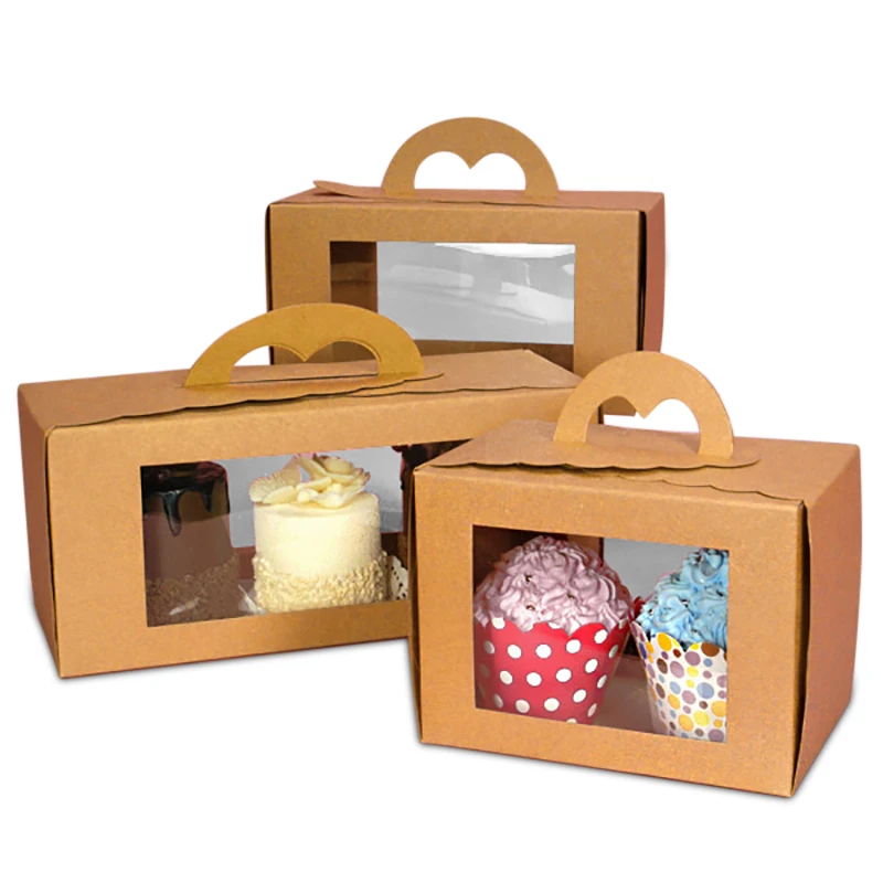 
Factory Food Grade Packaging Foldable Pastry cake Carry Boxes 