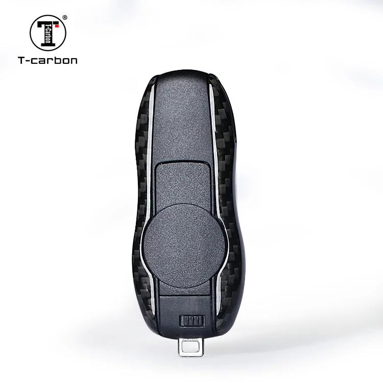 T-carbon Carbon Fiber Car Key Case For Porsche Macan Key Covers Fashion Car Key Case Cover Interior Accessories