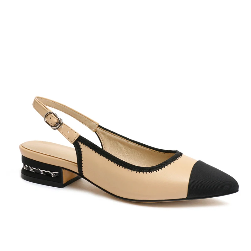 WETKISS Wholesale 2019 Spring Plus Size 43 Genuine Leather Pumps Shoes Low Chunky Heels Pumps Shoes Slingbacks Pumps for Women