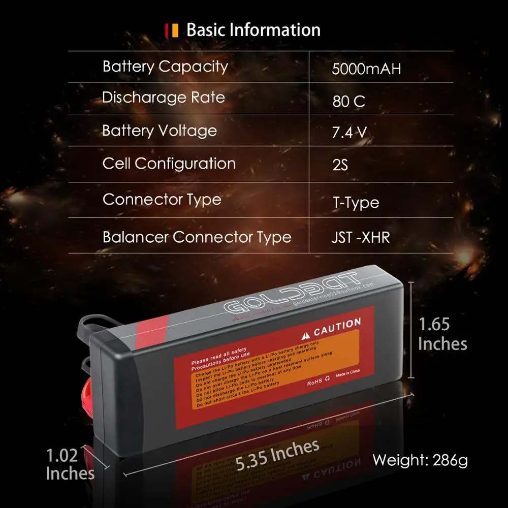 High Capacity Wholesale Lithium Polymer Battery 80C 2S 7.4V 5000mah Hard Case Lipo RC Car Batteries Pack