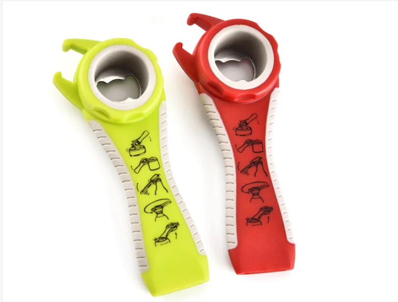 Wholesale multifunctional beel bottle opener 5-in-1 plastic safety manual can opener