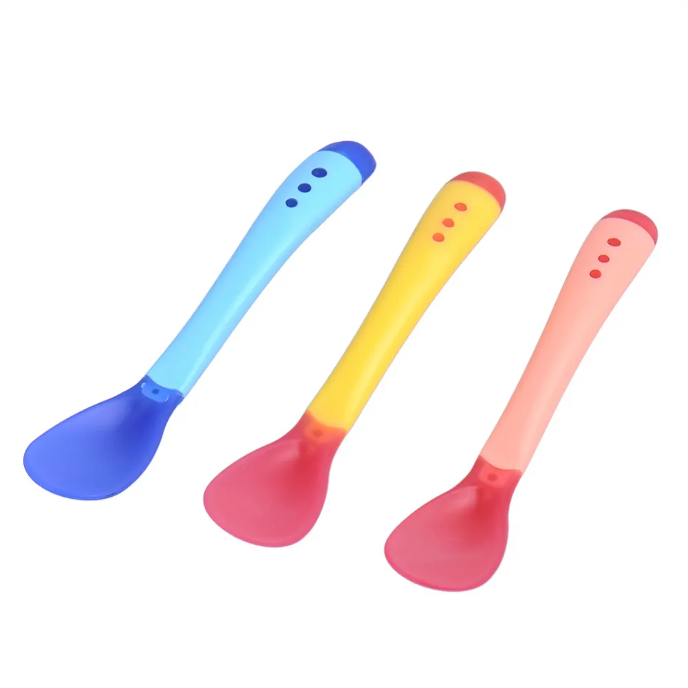 3pcs/set Safety Temperature Sensing Baby Silicon Spoon Kids Children ...