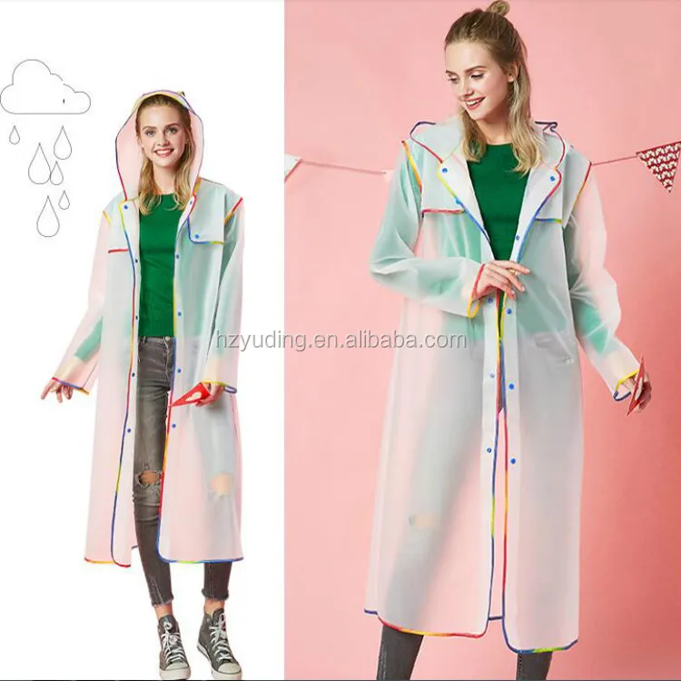 long pvc vinyl raincoat for lady, long extra large rain poncho