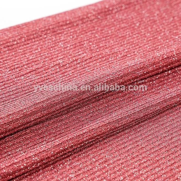 
2022 New Professional Textile Polyester Spandex Metallic Jersey 2*2 rib Knit Fabric for Garment 
