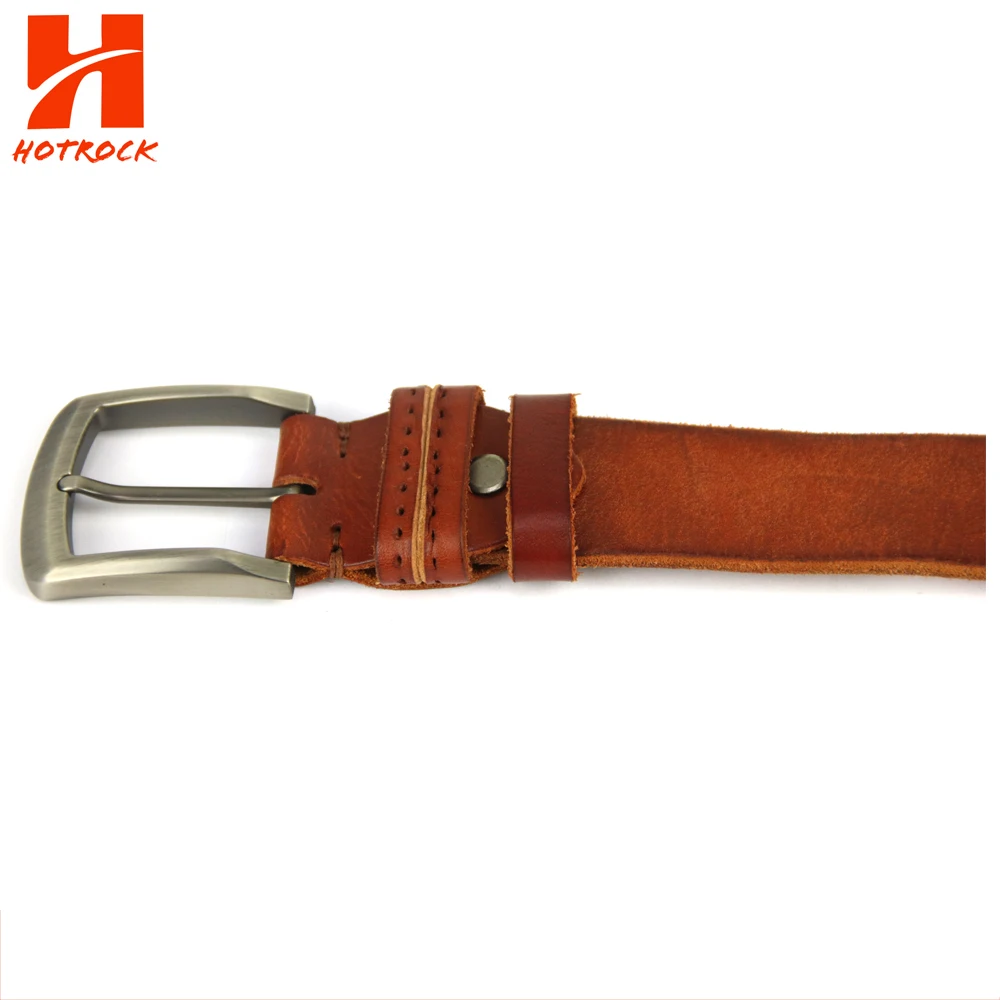 Customized Casual style Men Belt Top Grain Cow Leather belts with Copper Buckle