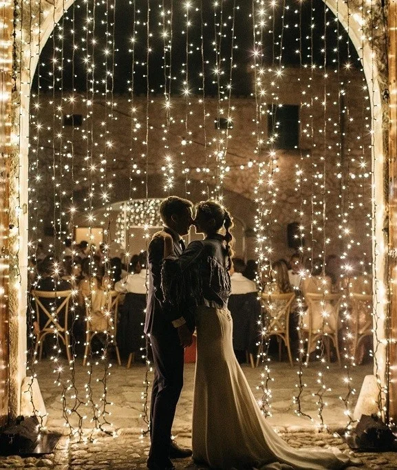 Hot product DC adapter operated Lighted Curtains Outdoor waterproof LED Wedding for Marriage Decoration