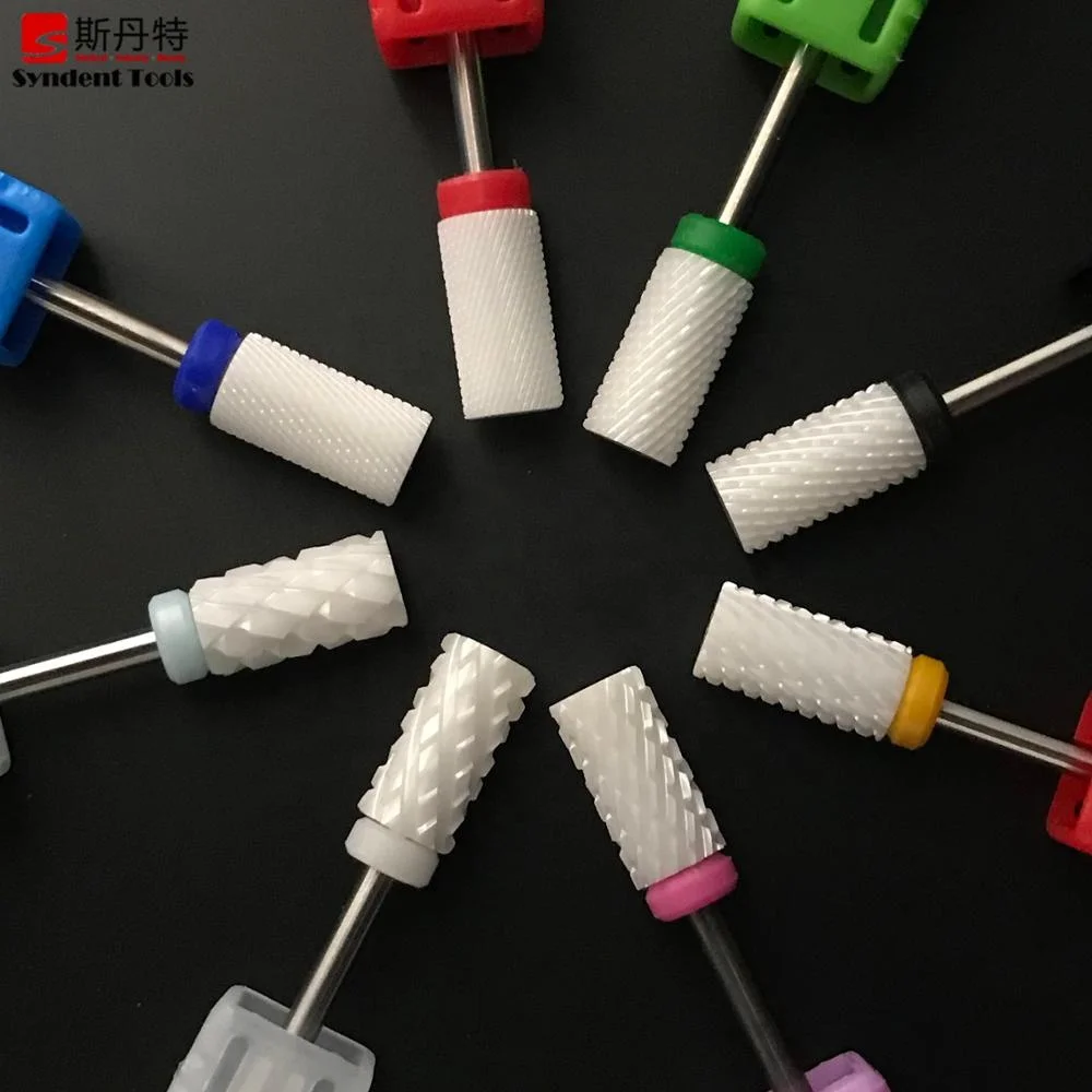 Good quality pink white ceramic acrylic nail drill bits burs dental pedicure podiatry use set kit