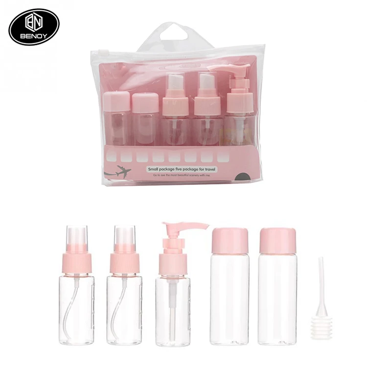 Amazon 8pcs PET lotion spray travel cosmetic bottle set kit for personal care