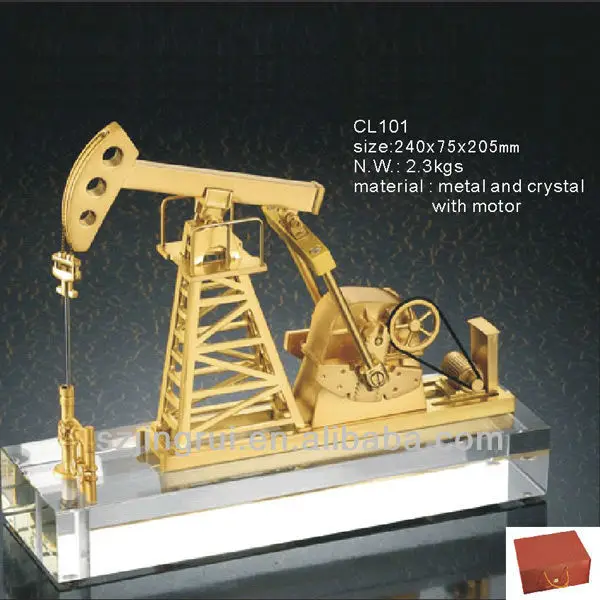 handmade crystal oil rig model gift