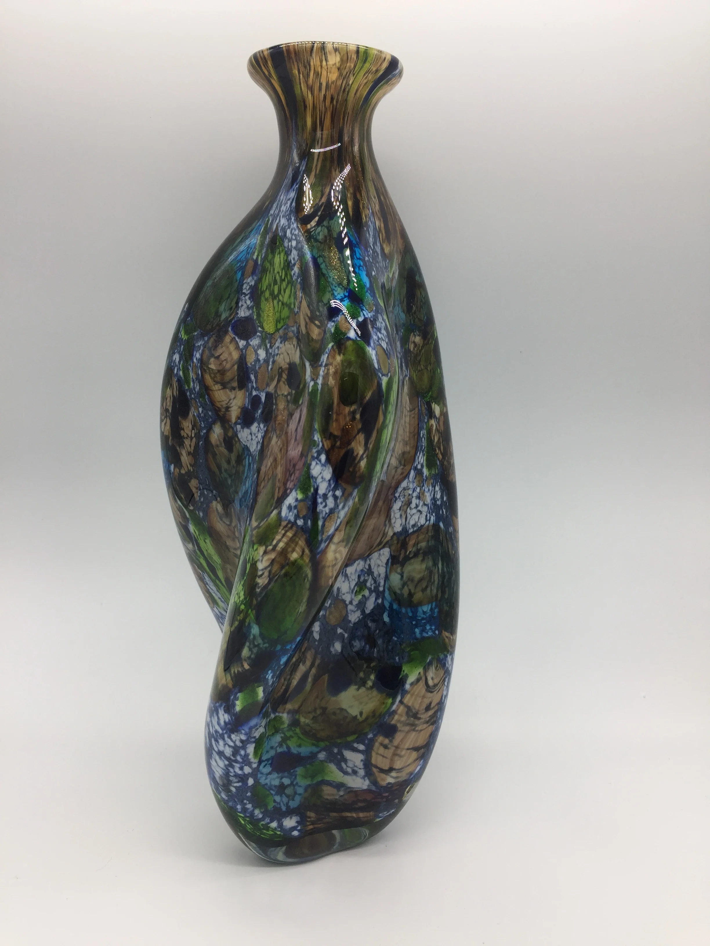 Folk Art Murano Decorative Glass Vase for Home Decor