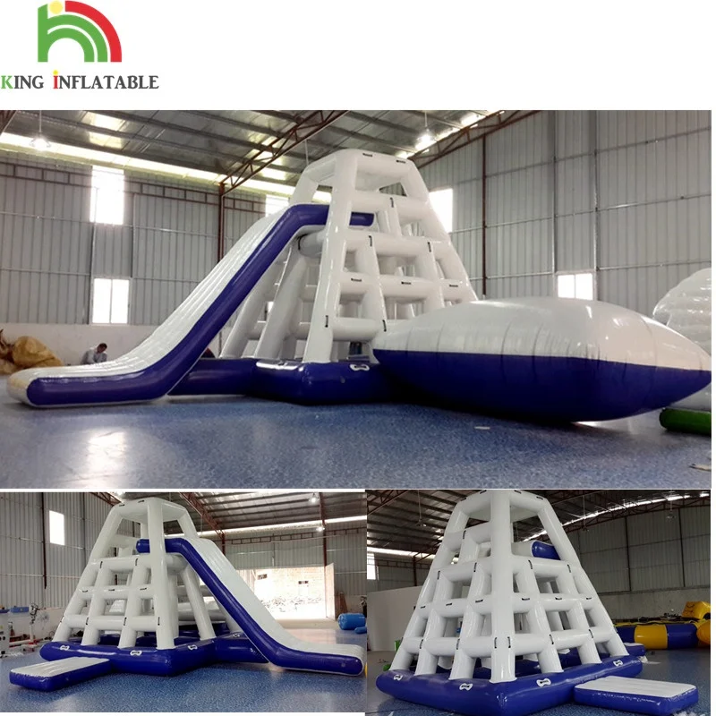 Floating Inflatable Water slide with Catapults blob inflatable water slide on water
