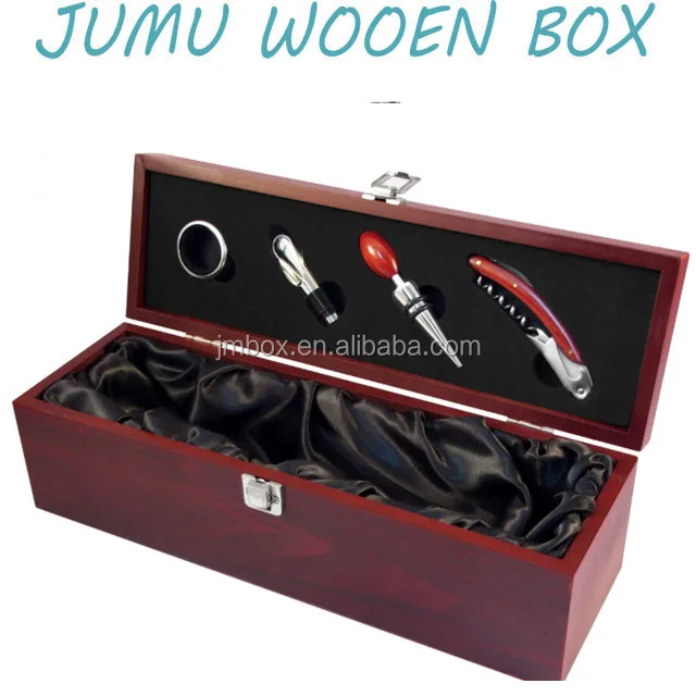 cheap hot sale luxury wooden wine gift box with accessories
